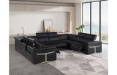 1126 DivanItalia Black 8-Piece Sectional with 4 Power Recliners and Power Headrests (No Consoles)Model:  1126-BLACK-8PC-4PWR-U-NC-SECTIONAL-GROUP